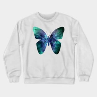 Green blue grungy butterfly Crewneck Sweatshirt